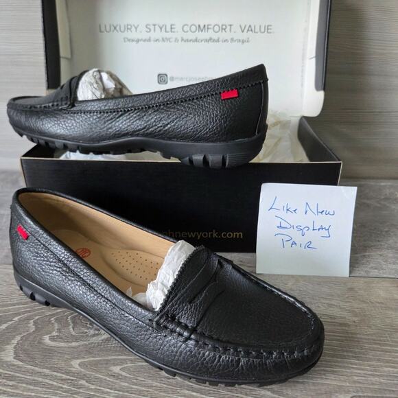 Marc Joseph New York Union Golf Black Grainy Loafer Flat Performance Shoes Sz 8
